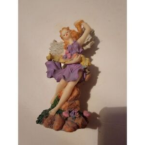 Collectible Angel Figurine Figure Purple Dress Decor Red Hair